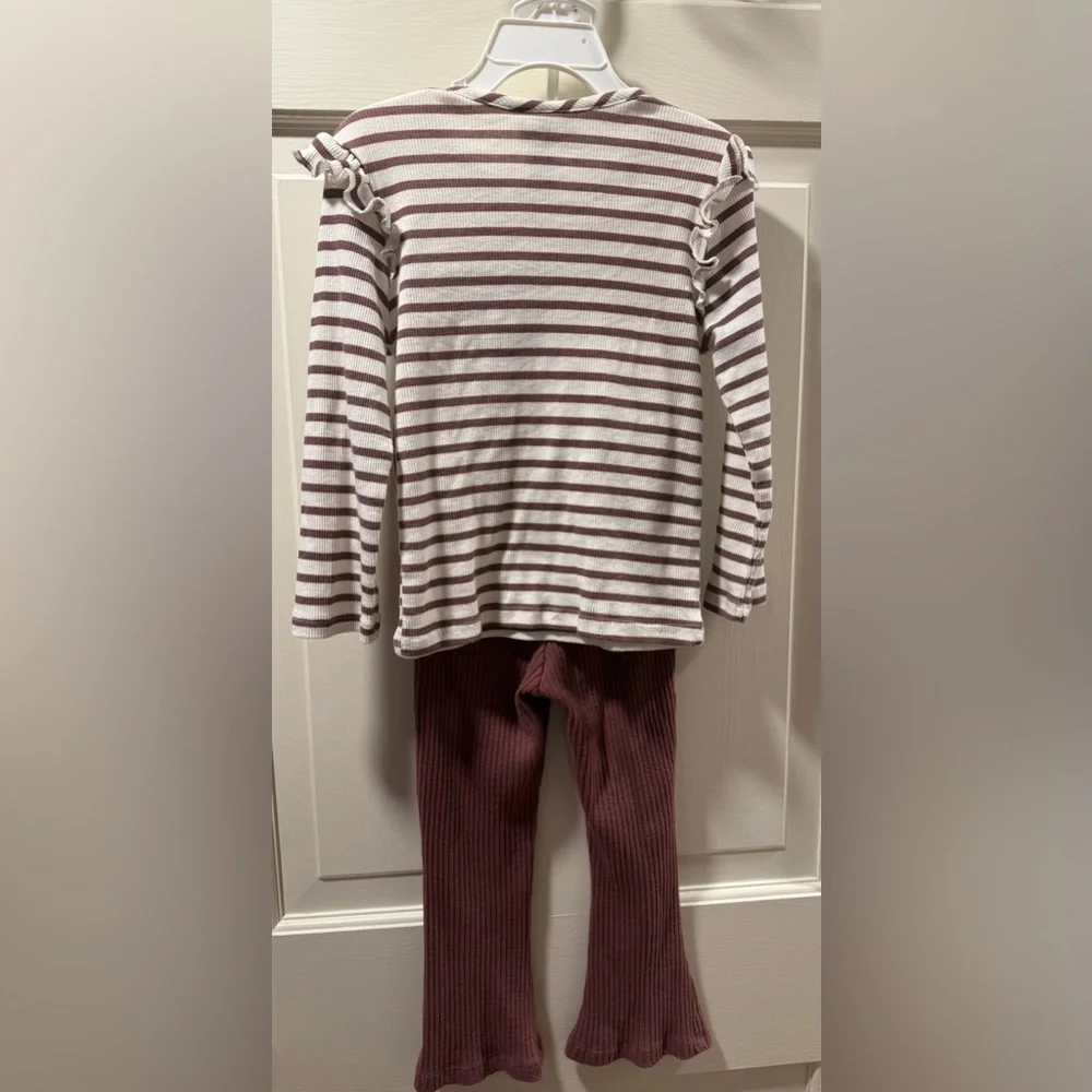 Nicole Miller Toddler Girls Brown and Cream Striped Set